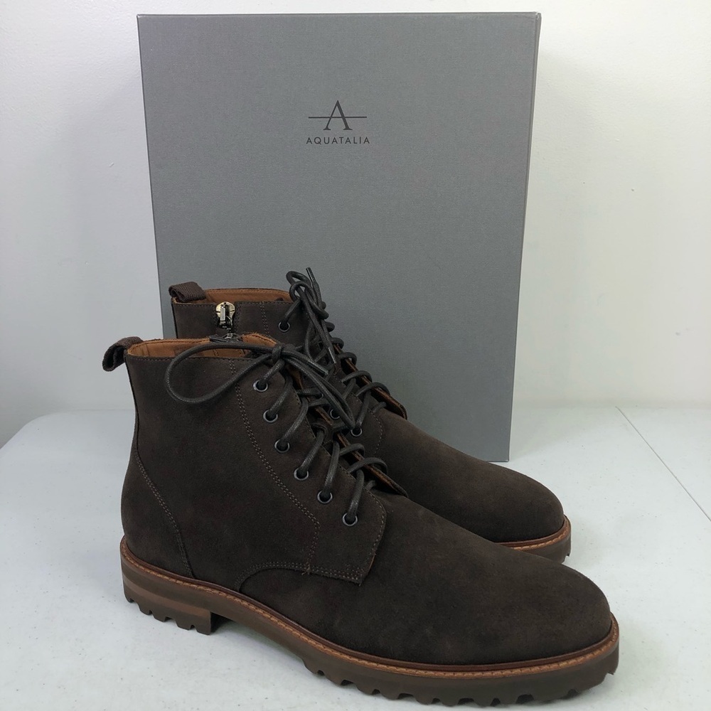 AQUATALIA Leaston Suede Boots Dark Brown Color